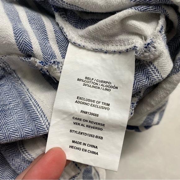 Taylor & Sage Linen Blend Tulip Leg Jumper Romper Blue White Stripes Small - Picture 15 of 16